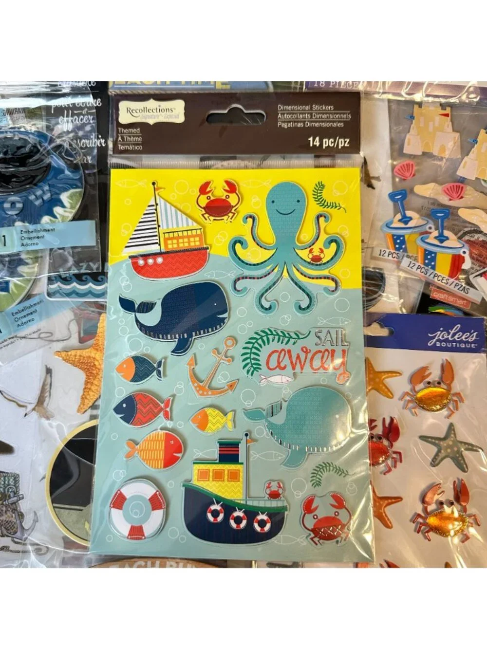 Nautical-Themed Dimensional Sticker Bundle - 14 Packs  Recollections Jolee's By